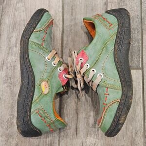 TMA Eyes Green Leather Whipstitch Oxford Shoes Womens 8.5 EU 40 Germany Bohemian